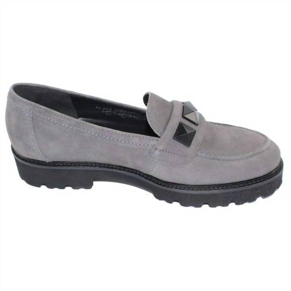 NEW GABOR women's studded loafer in grey suede - Picture 2 of 3